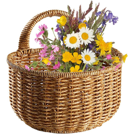 Small Wall-Mounted Kitchen Storage Basket, Hanging Storage Wicker Baskets Wall Mounted Woven Hanging Basket Wicker Small Basket with Handle Wicker Basket with Handle Small Basket Organizer Large wall-mounted kitchen storage basket Khaki