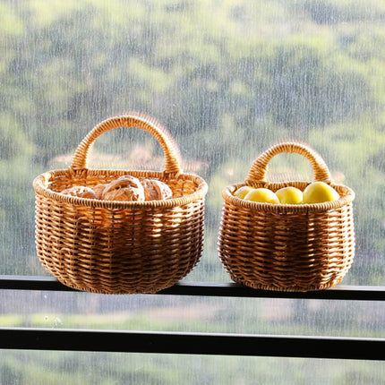 Small Wall-Mounted Kitchen Storage Basket, Hanging Storage Wicker Baskets Wall Mounted Woven Hanging Basket Wicker Small Basket with Handle Wicker Basket with Handle Small Basket Organizer Large wall-mounted kitchen storage basket Khaki
