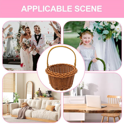 Small Wall-Mounted Kitchen Storage Basket, Hanging Storage Wicker Baskets Wall Mounted Woven Hanging Basket Wicker Small Basket with Handle Wicker Basket with Handle Small Basket Organizer Brown Wedding Flower Basket