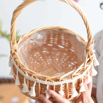 Small Wall-Mounted Kitchen Storage Basket, Hanging Storage Wicker Baskets Wall Mounted Woven Hanging Basket Wicker Small Basket with Handle Wicker Basket with Handle Small Basket Organizer L Wedding basket with tassels