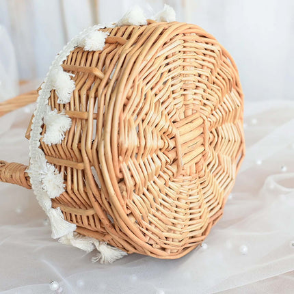 Small Wall-Mounted Kitchen Storage Basket, Hanging Storage Wicker Baskets Wall Mounted Woven Hanging Basket Wicker Small Basket with Handle Wicker Basket with Handle Small Basket Organizer L Wedding basket with tassels