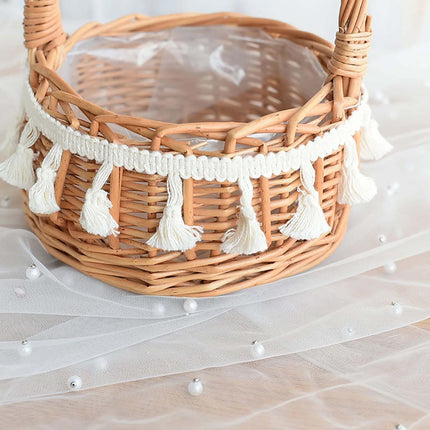 Small Wall-Mounted Kitchen Storage Basket, Hanging Storage Wicker Baskets Wall Mounted Woven Hanging Basket Wicker Small Basket with Handle Wicker Basket with Handle Small Basket Organizer L Wedding basket with tassels