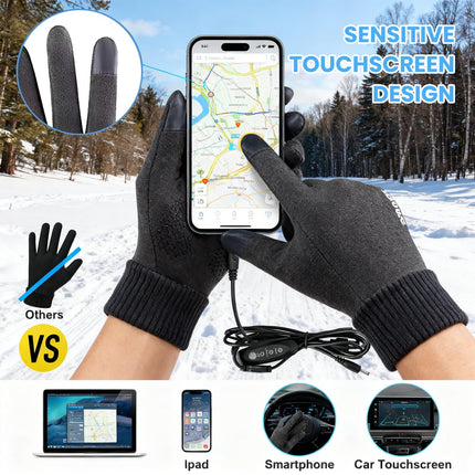 LGCASL Clearance! Heated Gloves Heated Gloves for Men Women with 3 Heat Settings Touchscreen Warming Gloves for Climbing Hiking Cycling Camping- Grey 26 Navy