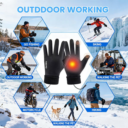 LGCASL Clearance! Heated Gloves Heated Gloves for Men Women with 3 Heat Settings Touchscreen Warming Gloves for Climbing Hiking Cycling Camping- Grey 26 Navy
