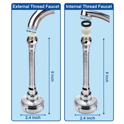 LGCASL Shaped 360° Swivel Kitchen Faucet Extender Anti Function Kitchen Faucet Sprayer Attachment Large Diameter Shower Head Water Saving 8 Inch 20 6 6cm Silver