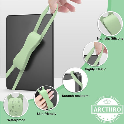 LGCASL Blue Flat Plate Fixing Wrist Strap D Light Green Elastic Tablet Strap for Fingers Comfortable Adjustable for Reading and Watching Videos 6 Color Options 18.5 cm D