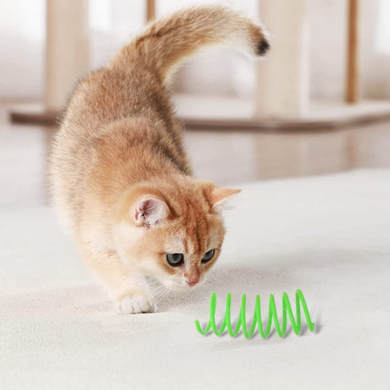 LGCASL Red Pet Cat Toy Spring Style Spring Toys Playful Coils for Plastic for Swatting Biting Hunting and Active Play Colorful, Red Green