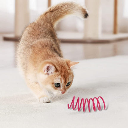 LGCASL Red Pet Cat Toy Spring Style Spring Toys Playful Coils for Plastic for Swatting Biting Hunting and Active Play Colorful Red