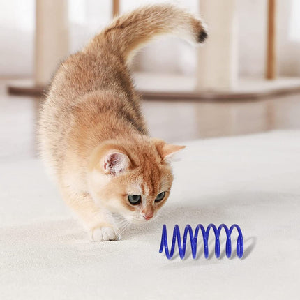 LGCASL Red Pet Cat Toy Spring Style Spring Toys Playful Coils for Plastic for Swatting Biting Hunting and Active Play Colorful, Red Yellow