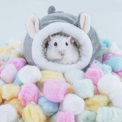 LGCASL Small Pet Bed, Pig Christmas Bed Warm Hedgehog Hideout Cotton House Sleeping Nest Cage Accessories for Small Animal Habitat Supplies for Hamster Sugar Glider Squirrel Bearded Dragon, Pink Grey