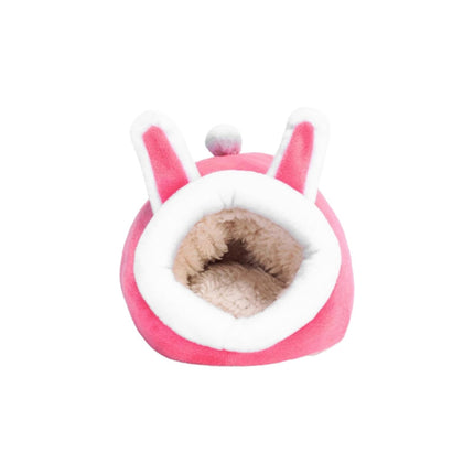 LGCASL Small Pet Bed, Pig Christmas Bed Warm Hedgehog Hideout Cotton House Sleeping Nest Cage Accessories for Small Animal Habitat Supplies for Hamster Sugar Glider Squirrel Bearded Dragon Pink