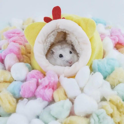 LGCASL Small Pet Bed, Pig Christmas Bed Warm Hedgehog Hideout Cotton House Sleeping Nest Cage Accessories for Small Animal Habitat Supplies for Hamster Sugar Glider Squirrel Bearded Dragon, Pink Yellow