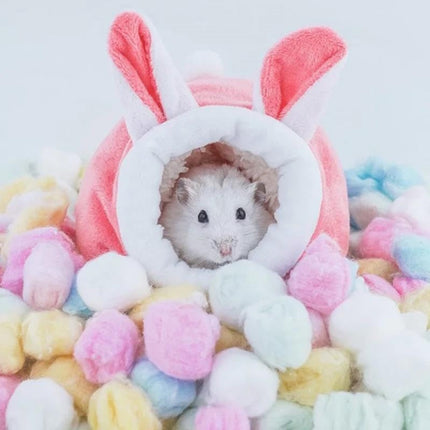 LGCASL Small Pet Bed, Pig Christmas Bed Warm Hedgehog Hideout Cotton House Sleeping Nest Cage Accessories for Small Animal Habitat Supplies for Hamster Sugar Glider Squirrel Bearded Dragon, Pink Yellow