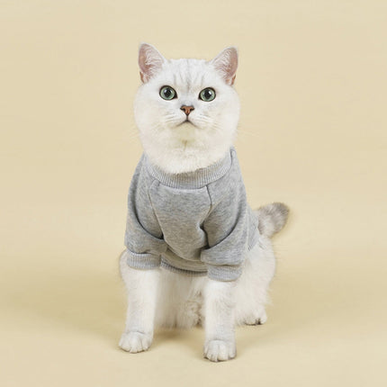 LGCASL Pet Hoodie, Dog Winter Sweater Cat Warm Clothes Pet Sweater Round Neck Solid Color Thickening Cat Dog Knitwear Sweater for Cats Or Dogs in Cold Season (Light Blue, S) S Grey