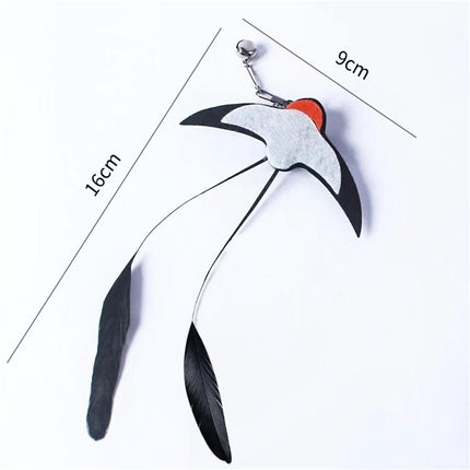 LGCASL Pet Chew Toys Clearance! Teasing Stick Replaces the Head Swallow Model Retractable Teasing Artifact with Bell Interactive Toy Black