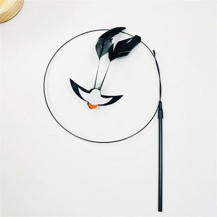 LGCASL Pet Chew Toys Clearance! Teasing Stick Replaces the Head Swallow Model Retractable Teasing Artifact with Bell Interactive Toy Black