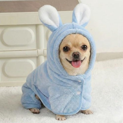 LGCASL 2026 New Puppy Bathrobe with Hood, Dog Bathrobe Absorbent Towel for Small Dogs Fast Drying Dog Robe Coat with Hood Puppy Towel Wrap Pet Grooming After Shower (Blue, Xs) XS Blue