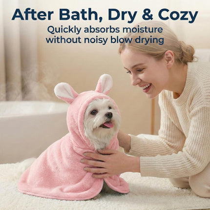 LGCASL 2026 New Puppy Bathrobe with Hood, Dog Bathrobe Absorbent Towel for Small Dogs Fast Drying Dog Robe Coat with Hood Puppy Towel Wrap Pet Grooming After Shower (Blue, Xs) M Pink