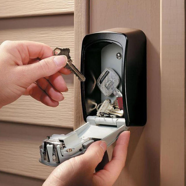 Misterolina Wall Mount 4 Digits Combination Waterproof Outdoor Key Hider Safe Black/Gray 11.5 X 9.5 X 4 cm