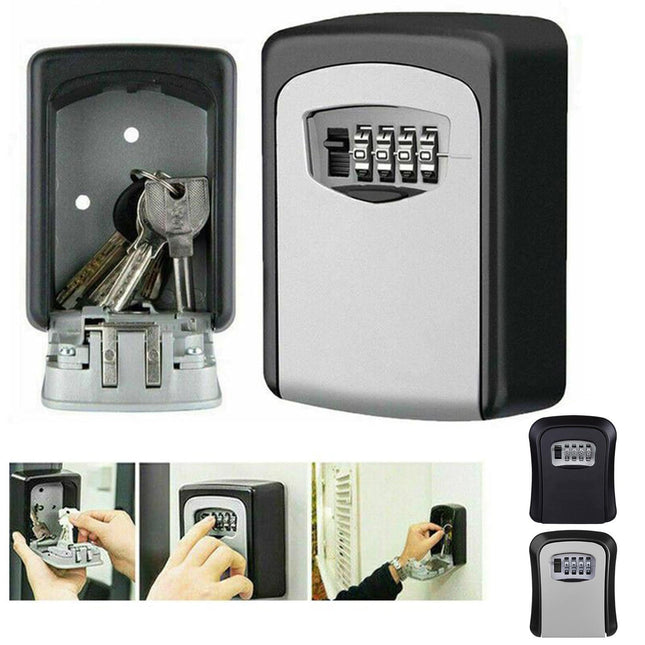 Misterolina Wall Mount 4 Digits Combination Waterproof Outdoor Key Hider Safe Black/Gray 11.5 X 9.5 X 4 cm – product detail
