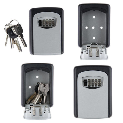 Misterolina Wall Mount 4 Digits Combination Waterproof Outdoor Key Hider Safe, Black/Gray, 11.5 X 9.5 X 4 cm