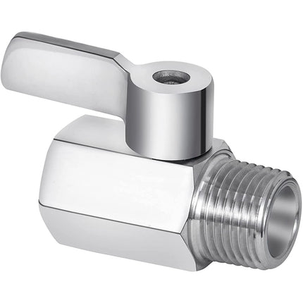 Shower Shut Valve, 304 Stainless Steel Mini Ball Valve NPT Thread(1/2Inch Male x 1/2Inch Female) 1 Pack Silver
