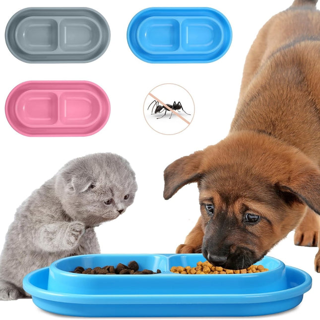 Cat Bowls for Food and Water Easy to Clean Ants Away Outside Pet Double Bow Large Blue – product detail