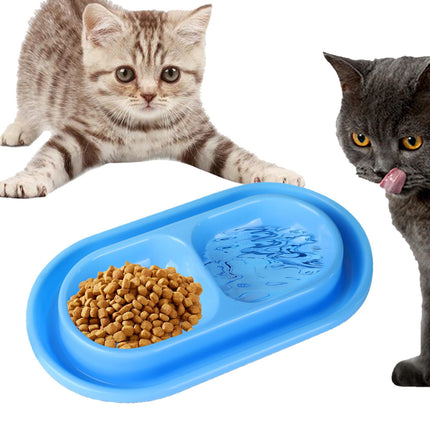 Cat Bowls for Food and Water Easy to Clean Ants Away Outside Pet Double Bow Large Blue