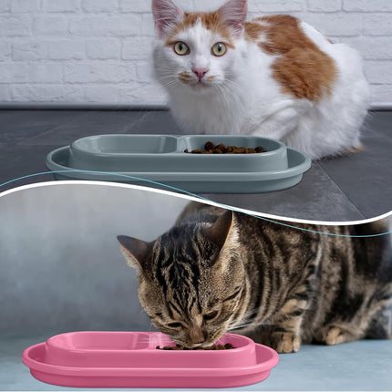 Cat Bowls for Food and Water Easy to Clean Ants Away Outside Pet Double Bow Large Blue