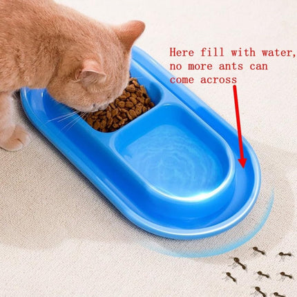 Cat Bowls for Food and Water Easy to Clean Ants Away Outside Pet Double Bow Large Blue