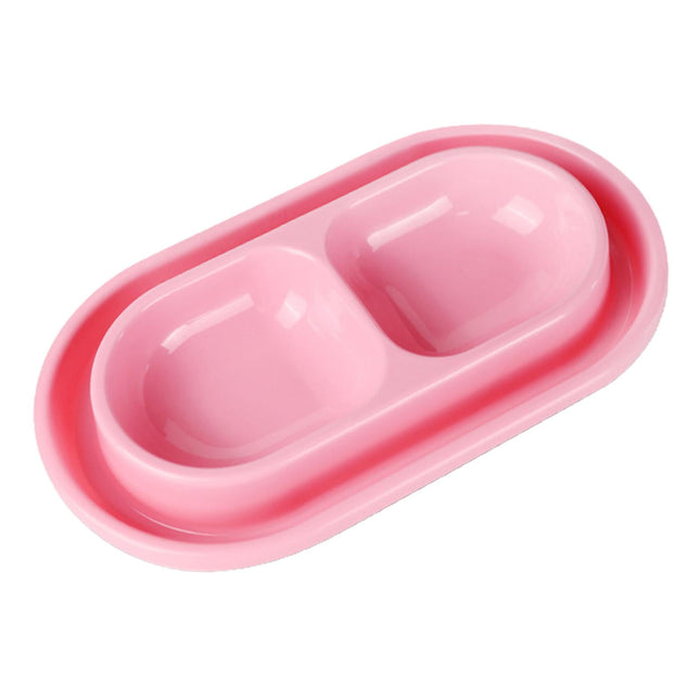Cat Bowls for Food and Water Easy to Clean Ants Away Outside Pet Double Bowl Large Blue Pink in Blue / Pink