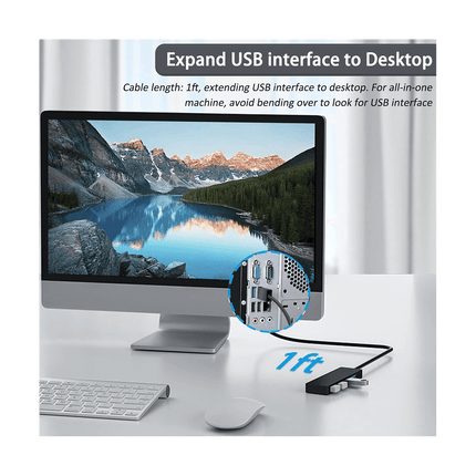 Ckepdyeh 4-Port USB 3.0 Splitter Hub, Plastic Black