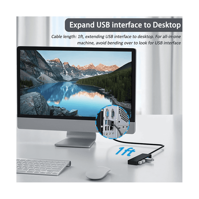 Ckepdyeh 4-Port USB 3.0 Splitter Hub Plastic Black – product detail