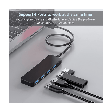 Ckepdyeh 4-Port USB 3.0 Splitter Hub, Plastic Black