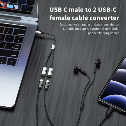 USB C Splitter, USB C to USB C Female Adapter, 2/3 Ports 1 to 3