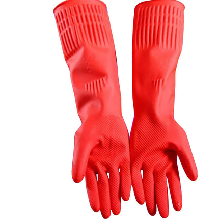 JWDX Oven Mitts Clearance! 2 Pairs Reusable Household Gloves Rubber Dishwashing Gloves Extra Thick Long Sleeves Kitchen Cleaning Working Painting Gardening Pet Care, Include Two Pairs of Gloves Red