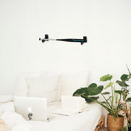 Ortofally Baseball Bat Display Hanger Wall Mounted Horizontal Baseball Bat Holder Hockey Wall Container for Home Office M Black