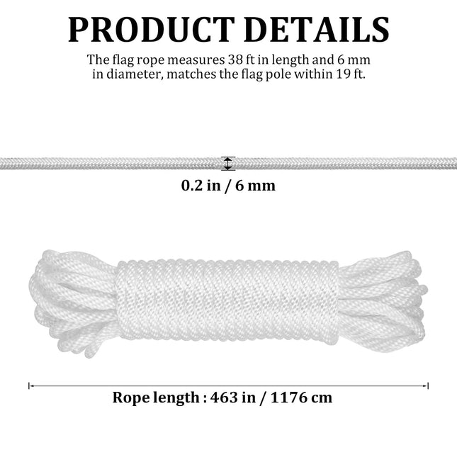 Worgeous White Nylon Lanyard Rope for Flagpole Lifting and Hanging Tools 6mm Diameter – product detail