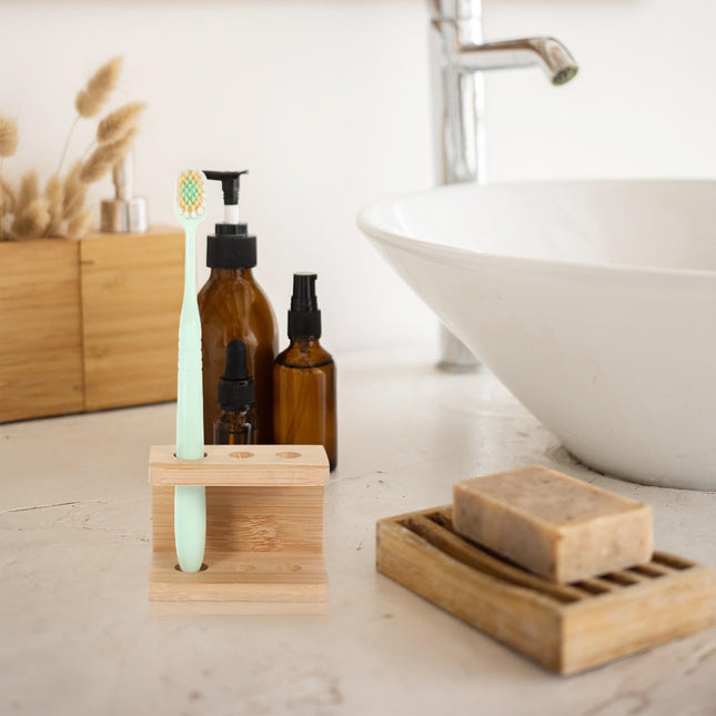 SWETRACE Tooth Brush Organizer Toothbrush Holder Khaki Bamboo 1Set V1189-LWWAL-20260327-03511