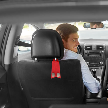 SWETRACE 1Set Red Pu Iron Car Seat Hook for Vehicle Interior Accessories with Luxury Fashionable Design 11.8x3x0.9in