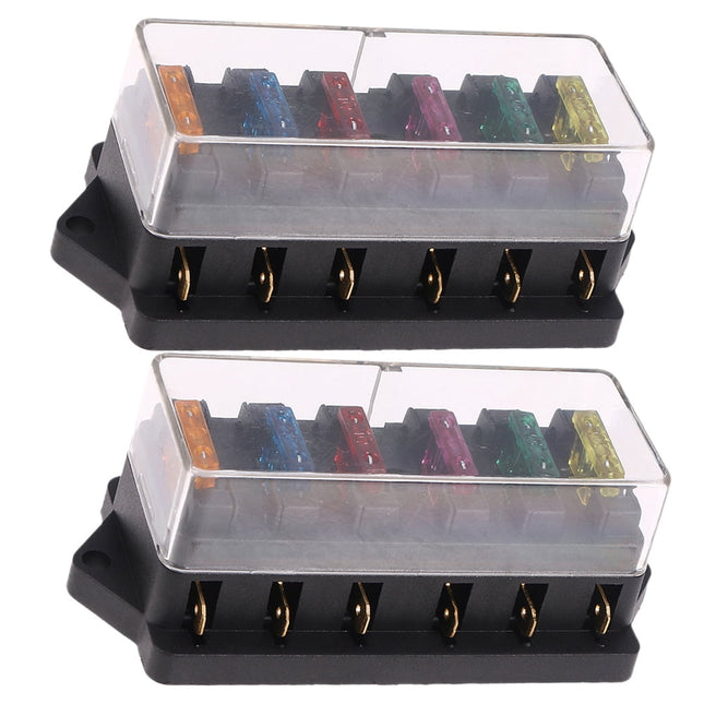 SWETRACE 2Pcs Metal 6 Way Fuse Holder for Vehicle Maintenance Electrical Installation Car Fuse Accessory