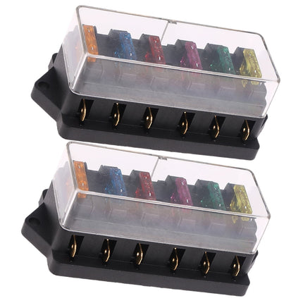SWETRACE 2Pcs Metal 6 Way Fuse Holder for Vehicle Maintenance Electrical Installation Car Fuse Accessory 4.3x2.0x1.7in