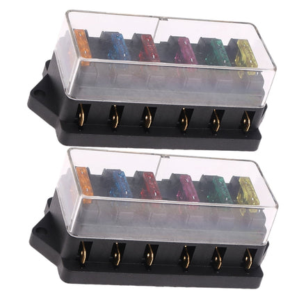 SWETRACE 2Pcs Metal 6 Way Fuse Holder for Vehicle Maintenance Electrical Installation Car Fuse Accessory 4.3x2.0x1.7in