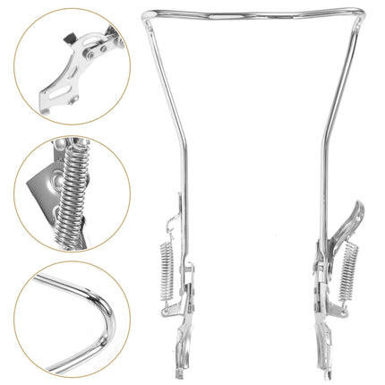SWETRACE 1Set Steel Silver Double Legged Bike Kickstand for Stable Support Non Slip Feet Quick Adjustment 14.6x10x0.4in