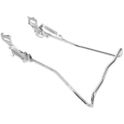 SWETRACE 1Set Steel Silver Double Legged Bike Kickstand for Stable Support Non Slip Feet Quick Adjustment 14.6x10x0.4in