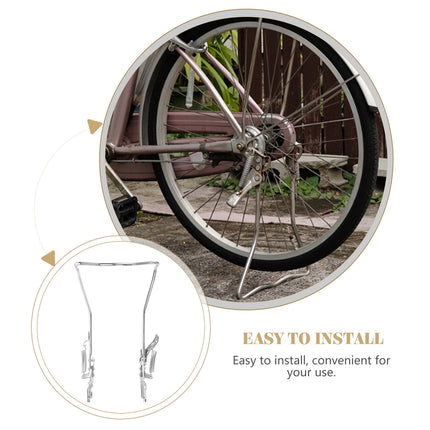 SWETRACE 1Set Steel Silver Double Legged Bike Kickstand for Stable Support Non Slip Feet Quick Adjustment 14.6x10x0.4in