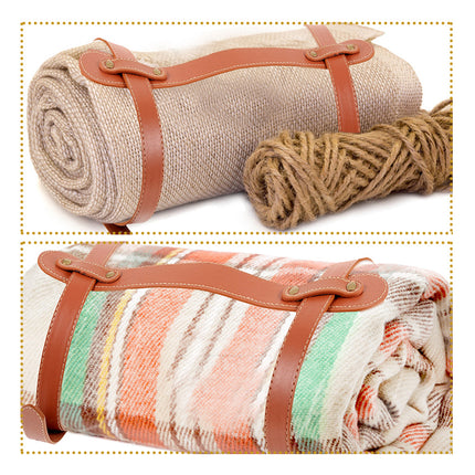 SWETRACE Travel Picnic Blanket 1Set with Bedroll Strap for Easy Binding and Transport 61.0X23.0X0.2In