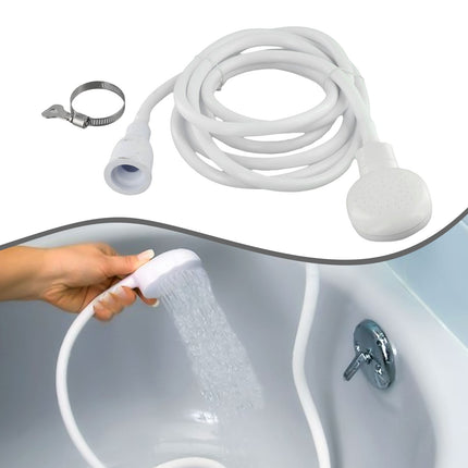 Push On Shower Hose & Head for Single Tap Spray Mixer Tap Bath Tap Kitchen 2M