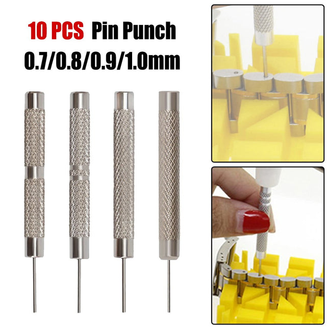 Watch Strap Pin Pin Punch Link Punch Pin Stick- Watch Repair Tool 0.7-1.0Mm 10Pcs Bar Hammer Punch Thimble