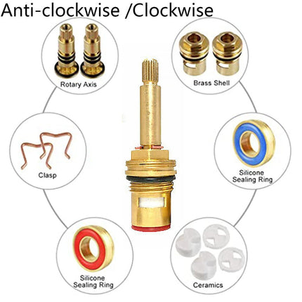 Shower Bath Taps Valve Cartridge Quarter Turn Flow Long Tall Stem Insert 20 1/2" Bathroom Fixture Faucet Replacement Parts Anti-Clockwise Smile Home Anti-Clockwise